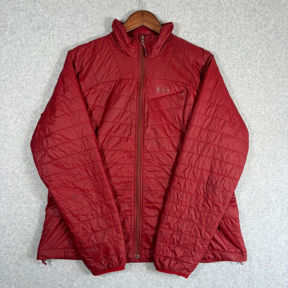 REI Co-op Revelcloud II Puffer Jacket Womens XL Red Full Zip Insulated Quilted